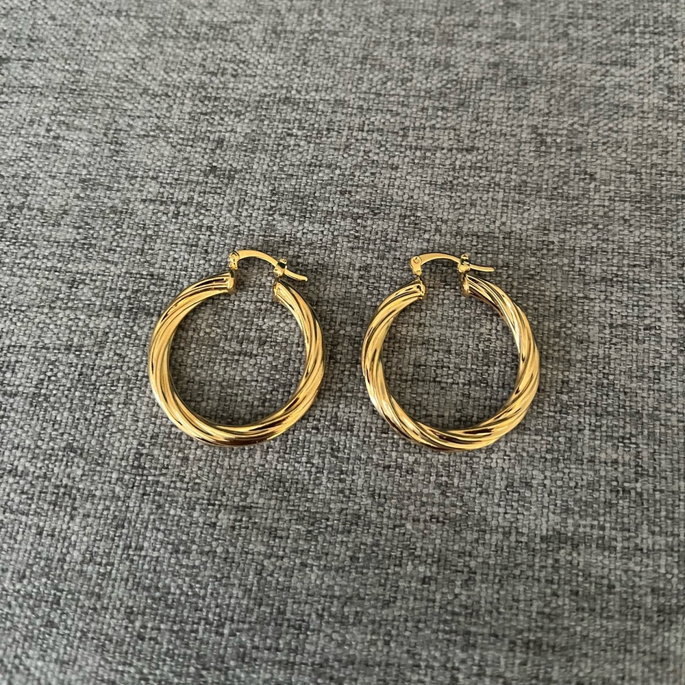 18K Gold Filled Twisted Hoop Earrings - 30mm